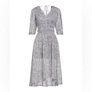 NWT MAJE Gathered floral-print cotton-voile midi dress